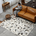 Natural cowhide leather patchwork rug